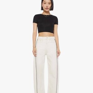 MOTHER Black and Cream Flare Jeans